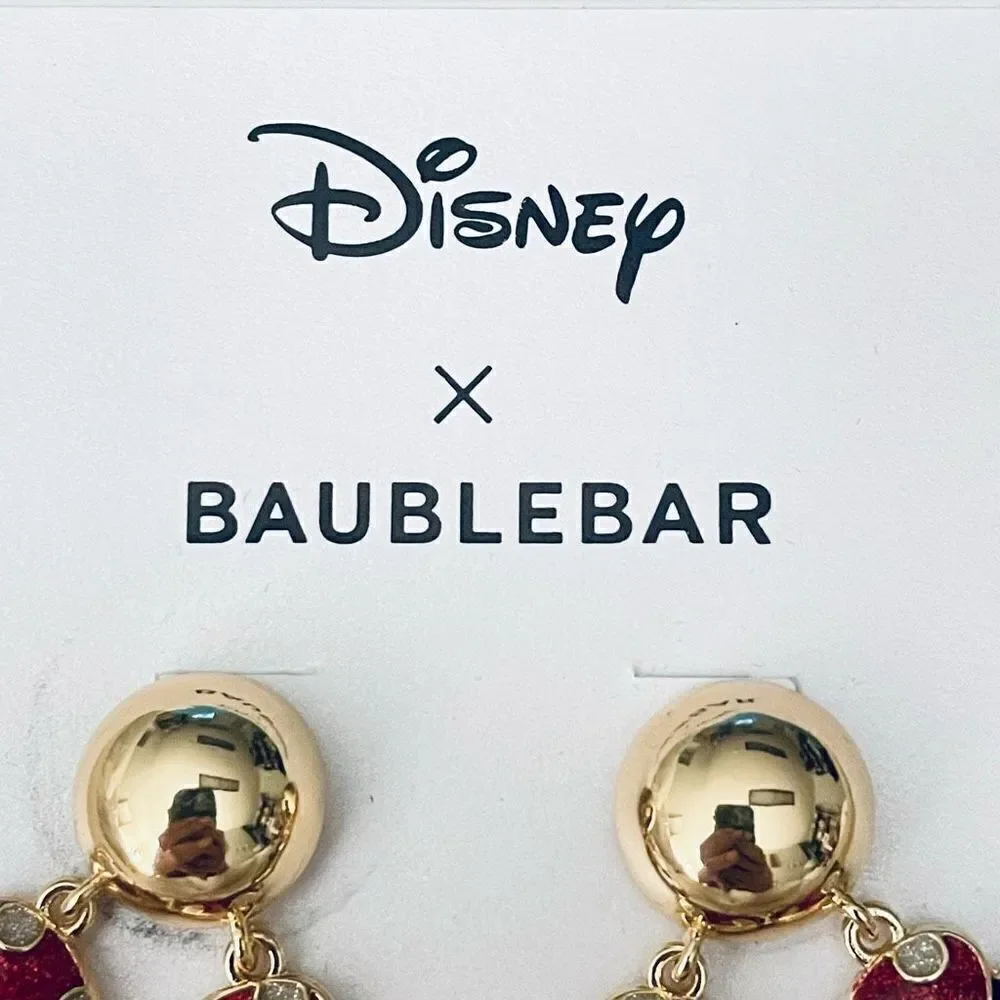 NWT Gorgeous BAUBLEBAR Disney Minnie mouse head/face drop long colorful earrings